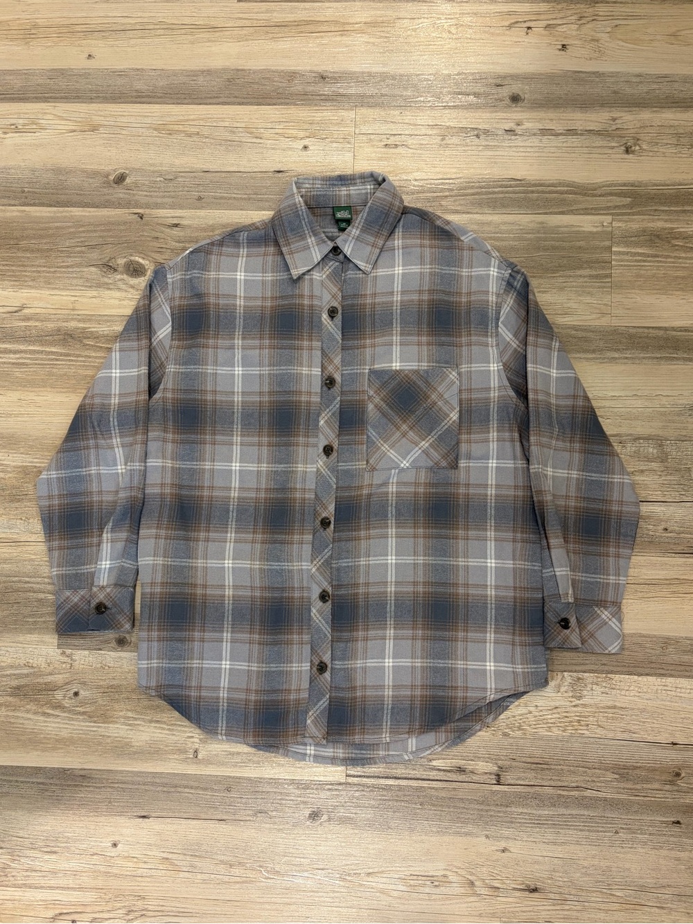 Wild Fable Plaid Button-Up Shirt in Gray and Brown